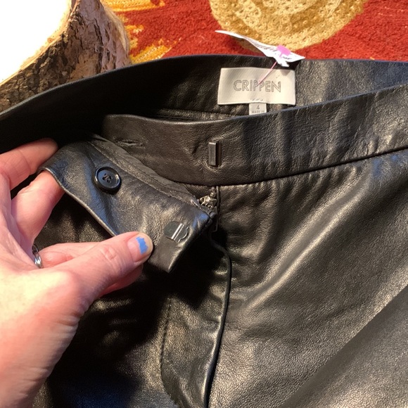 Beautiful Lamb Skin Leather crop pants size 4 NWT - Picture 10 of 13